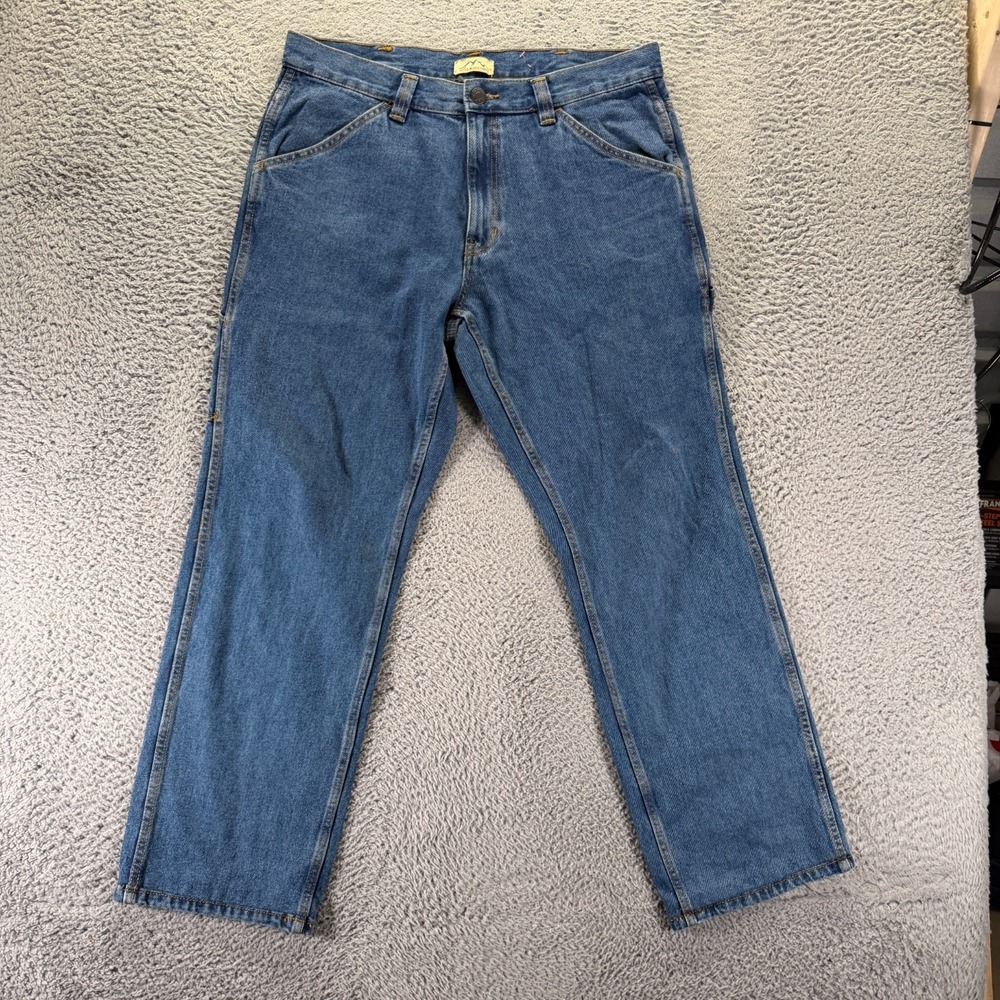 Blue Mountain Jeans Mens 36x32 Blue Cotton Denim Straight Carpenter Workwear
